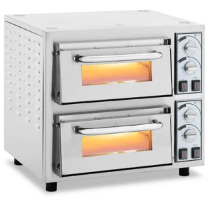 Pizzasütő kemence - 2 kamra - 4750 W - Ø 40 cm - tűzálló kő - Royal Catering