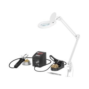 2 az 1-ben forrasztóállomás készlet nagyító lámpával - SMD - digitális - 80 W - LED | Stamos Soldering