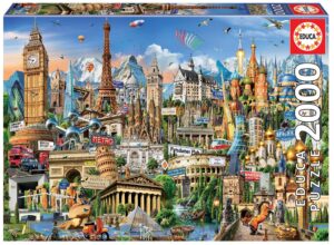 Educa puzzle Europe Landmarks 2000 darabos és fix ragasztó 17697