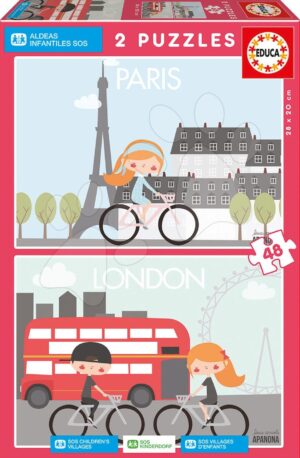 Educa puzzle Paris & London Apanona Children's Villages 2x48 darabos 17726