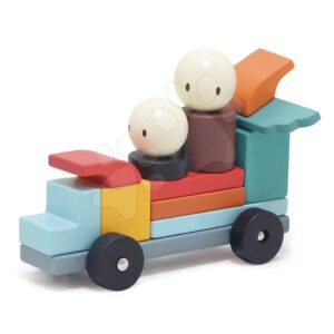 Fa Mágneses Építőjáték Racing Magblocs Tender Leaf Toys 14 Autós Építőkocka Táskában