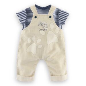 Kantáros nadrág trikóval T-Shirt & Ecru Overalls Loire Riverside Mon Premier Poupon Corolle 30 cm játékbabának 18 hó-tól