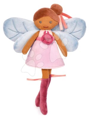 Rongybaba tündér Tara Forest Fairies Jolijou 25 cm lila ruhácskában kék szárnyakkal puha textilanyagból 5 évtől