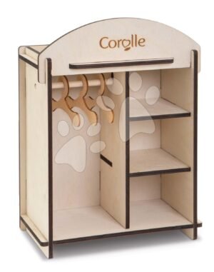 Ruhásszekrény Wooden Dressing Room Corolle 30-36 Cm Játékbabának És 3 Fa Akasztó