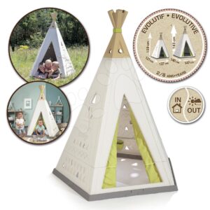 Sátor Természetes Indoor&Amp;Outdoor Teepee Evolutive Smoby Magasságilag Állítható 159-184 Cm Textil Függönnyel Uv Szűrő 2-8 Éves Gyerekeknek