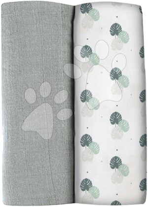 Textil pelenkák pamut muszlinból Bolte 2 Swadlles 120 cm Beaba Mirage Grey/Jungle 2 darab 0 hó-tól