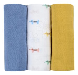 Textil pelenkák pamut muszlinból Cotton Muslin Cloths Beaba Teckel 3 drb-os csomag 70*70 cm 0 hó-tól kékes-bézs