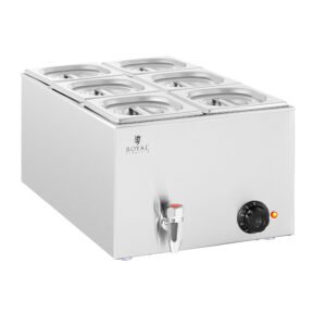 Bain marie - 600 W - 6 GN 1/6 - leeresztőcsap | Royal Catering