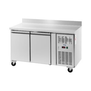 Hűtőpult kerekekkel - 260 l - 2 rekesz - 136 x 70 cm - B osztály - perem - rozsdamentes acél - Royal Catering