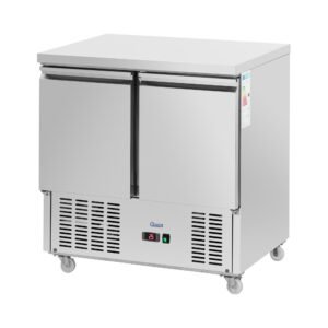 Hűtőpult kerekekkel - 240 l - 2 rekesz - 90 x 70 cm - C energiaosztály - rozsdamentes acél - Royal Catering