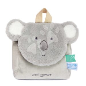 Plüss hátizsák Koala Backpack Unicef Collection Doudou et Compagnie szürke 18 hó-tól