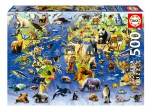 Puzzle One Hundred Endangered Species Educa 500 darabos és Fix ragasztó