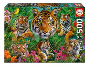 Puzzle Tiger Jungle Educa 500 darabos és Fix ragasztó