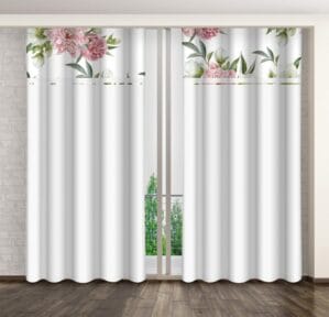 Elegáns fehér függöny rózsaszín pünkösdi rózsaszínű függönyökkel Szélesség: 160 cm | Hossza: 270 cm