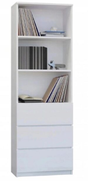 Gyerek Konyvespolc Fiokokkal 180 X 33 X 60 Cm Feher