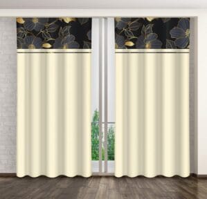 Klasszikus krémszínű függöny arany virágokkal Szélesség: 160 cm | Hossza: 270 cm