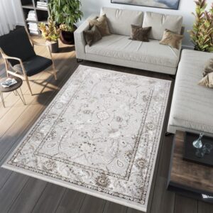 SAHARA Modern mintás vintage szőnyeg világos bézs színű és szürke Szélesség: 200 cm | Hossz: 300 cm