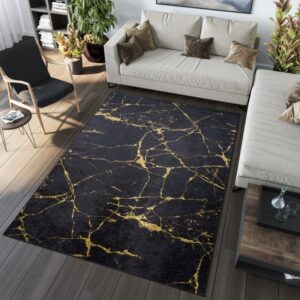 TOSCANA Modern sötét színű szőnyeg márványmintával  Szélesség: 80 cm | Hossz: 200 cm