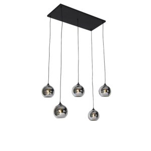 Art deco függőlámpa fekete füstüveggel 5 lámpás - Wallace