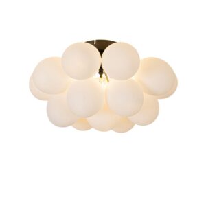 Art deco mennyezeti lámpa fekete opálüveggel 4 fényes - Uvas