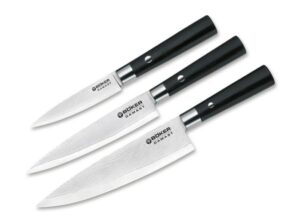 Böker Damascus Black konyhakés szett + rongyocska