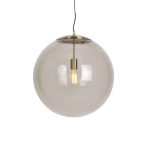 Modern lógólámpa sárgarézzel és füstüveggel 50 cm - Ball
