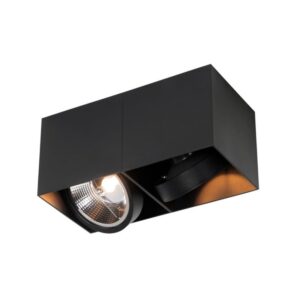 Design spot fekete téglalap alakú AR111 2-light - Doboz