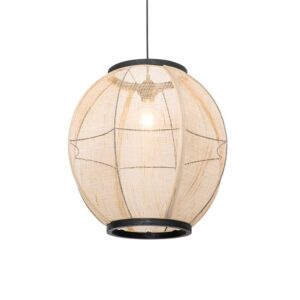 Orientális függőlámpa barna szövet 46 cm - Rob