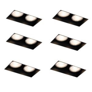 6 db-os süllyesztett spotlámpa szett fekete GU10 50 mm 2 fényforrású