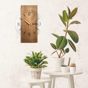 GEOMETRIC Tölgyfa falióra - átlátszó üveg