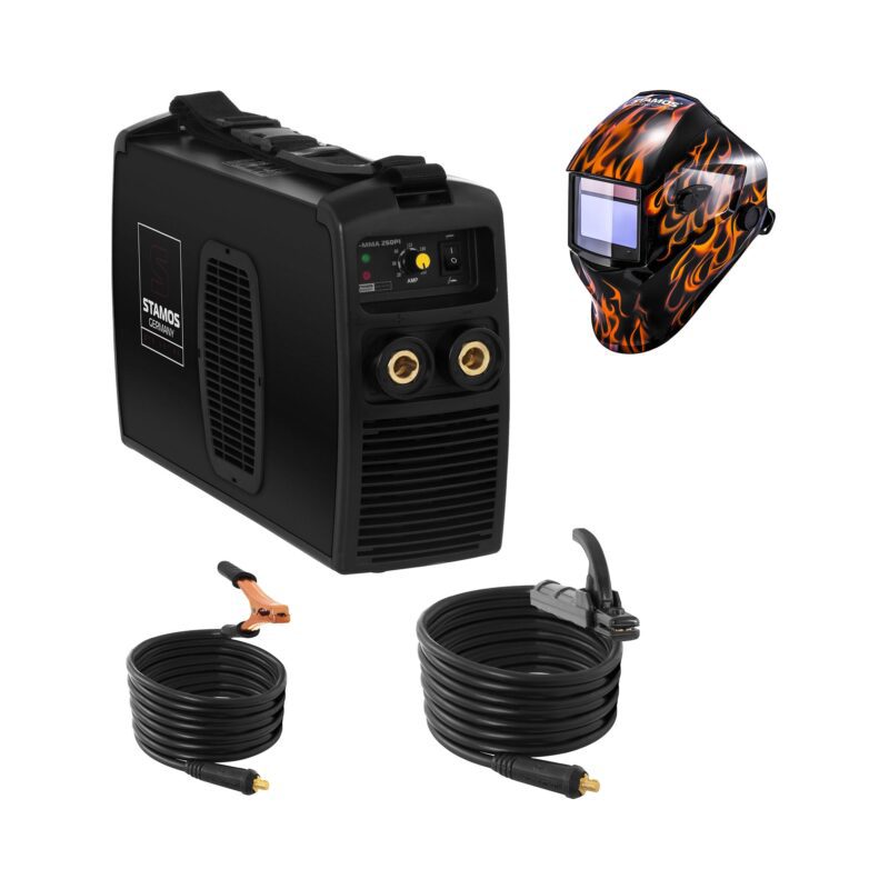 Hegesztő Készlet Mma Hegesztőgép - 250 A - 230 V - Igbt + Hegesztő Sisak - Firestarter 500 - Advanced Series | Stamos Germany