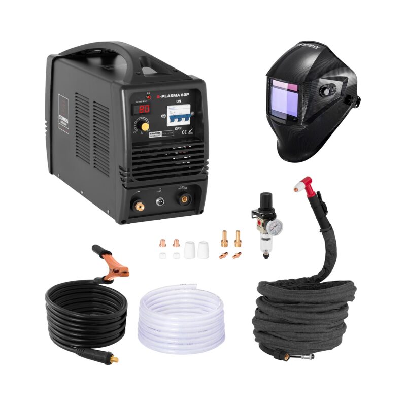Hegesztő Készlet Plazmavágó - 80 A - 400 V + Hegesztő Sisak – Carbonic – Professional Series | Stamos Germany