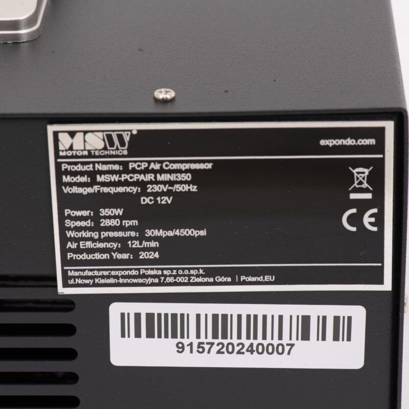 Pcp Kompresszor - Kompakt - 300 Bar - 12/220 V - 350 W - Automatikus Leállítással | Msw