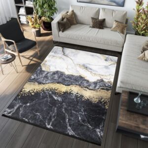 TOSCANA Modern fekete szőnyeg absztrakt mintával  Szélesség: 160 cm | Hossz: 230 cm