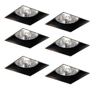 6 db fekete GU10 süllyesztett spotlámpa szett 70 mm-es