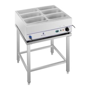 Bain-Marie - 2000 W - 6 x 1/3 GN konténer - leeresztő szeleppel és alappal | Royal Catering