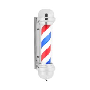 Barber pole - forgatható és megvilágított - 380 mm-es magasság - 25 cm-es faltávolság - ezüst foglalat | physa