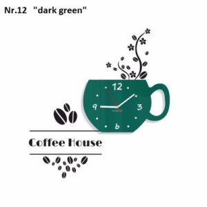 Dekoratív konyhai óra Coffee House sötétzöld