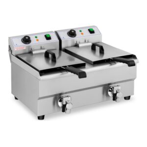 Elektromos olajsütő - 2 x 10 l - leeresztőcsapok - 230 V | Royal Catering