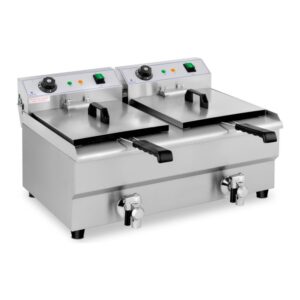 Elektromos olajsütő - 2 x 13 l - leeresztőcsapok - 230 V | Royal Catering