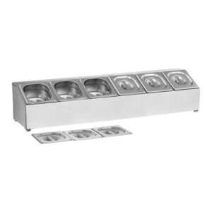 GN konténer tartó pult - 6 db 1/6-os edénnyel és fedéllel | Royal Catering