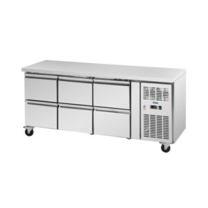 Görgős hűtőasztal - 410 l - 6 fiók - 179