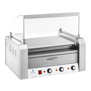 Hot Dog Grill - 9 görgő - Hőfiók - Rozsdamentes acél | Royal Catering