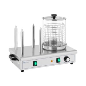 Hot dog készítő - 650 W - Royal Catering - 4 melegítőnyárs