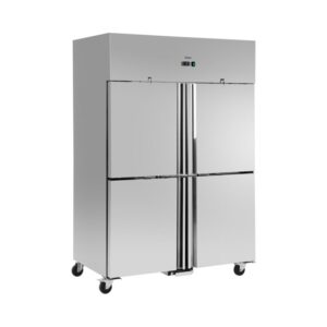 Ipari hűtőszekrény - 1160 l - rozsdamentes acél - 4 ajtó - 4 görgő - zárható - Royal Catering