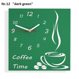 Konyhai falióra Coffee Time sötétzöld