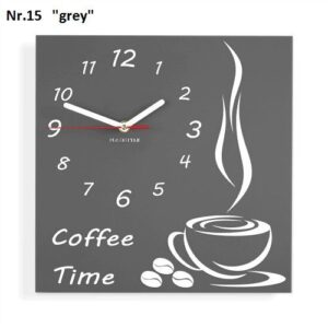 Konyhai falióra Coffee Time szürke