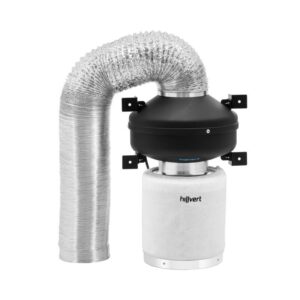 Légszűrő készlet - aktív szénszűrő / csőventilátor / elszívó tömlő - 382.2 m³/h - Ø 125 mm-es kimenet | hillvert