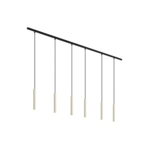 Modern sínrendszer 6 függőlámpa beépítéssel bézs és fekete színben 1 fázisú - Slimline Keno
