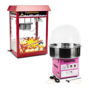 Pop-corn készitő gép és vattacukor készítő gép készlet - 1.600 W/1.200 W - szélfogó búra | Royal Catering